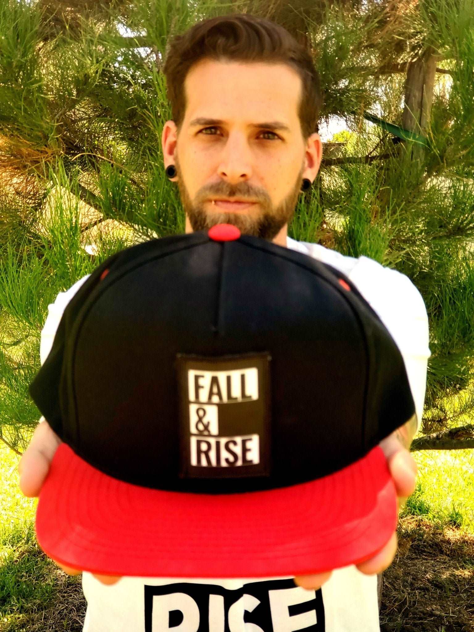 Fall & Rise Logo Hat (Black/Red) - Fall & Rise